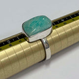 Sterling Silver Rectangle Cut Amazonite Ring