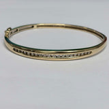 9ct Yellow Gold Channel Set Diamond Hinged Bangle