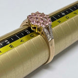 9ct Yellow Gold Pink Sapphire and Diamond Ring