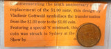1994 Commemorative One Dollar Coin Special Sydney Royal Easter Show Issue 'S' Mintmark uncirculated