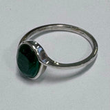 Sterling Silver Oval Cabochon Malachite Ring