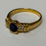 18ct Yellow Gold Sapphire and Diamond Bezel Set Ring