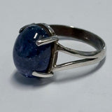 Sterling Silver Smooth Oval Cabochon Tanzanite Ring