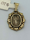 Miraculous Medal Pendant featuring classic image of Mary. Silver