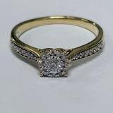 9ct Yellow Gold Diamond Cluster Ring