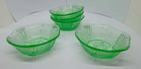 Green Glass Bowls small Set of 5