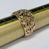 9ct Yellow and White Gold Open Work Floral Ring