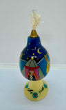 Vintage Miniature Oil Lamp Hand Painted Marble