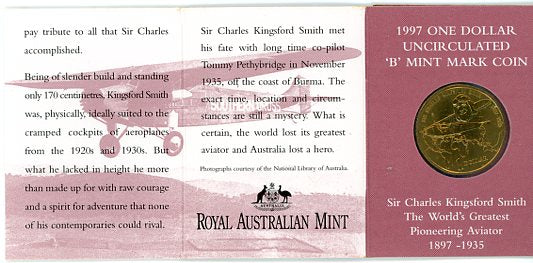 1997 Sir Charles Kingsford Smith 'B' Mintmark One Dollar