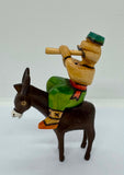 Hand-Carved Hand-Painted Person Riding a DonKey