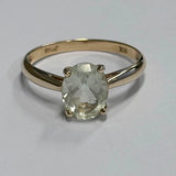 9ct Yellow Gold Green Amethyst Solitaire Ring