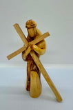 Hand-carved Olive Wood Jesus Carrying Cross