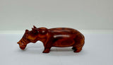Hand Carved Solid Wood Hippo Figurine