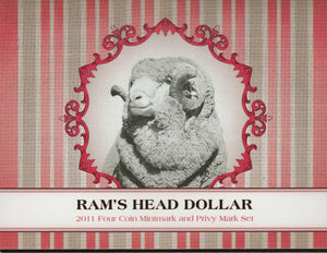 2011 Ram's Head Dollar Four Coin Mintmark and Privy Mark Set