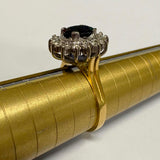 18ct Yellow Gold Sapphire and Diamond Princess Diana Style Ring