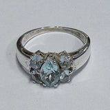 Sterling Silver Aquamarine Cluster Ring