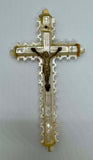 Antique 1890s Carved Mother Of Pearl Crucifix