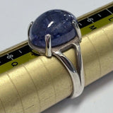 Sterling Silver Smooth Oval Cabochon Tanzanite Ring