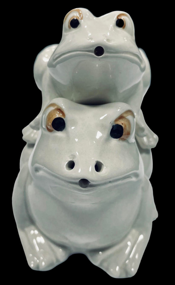 Fitz and Floyd Stacking White Frog Salt and Pepper Shaker