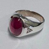 Sterling Silver Cabochon Red/Pink Gemstone Ring