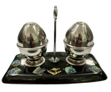 Silver and Paua/Mother of Pearl Salt and Pepper Shakers