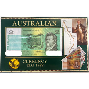 Australian Currency 1855-1988 2 Dollar Coin and Note Set