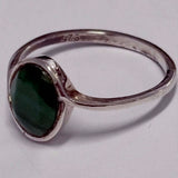 Sterling Silver Oval Cabochon Malachite Ring