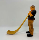 Hand-Carved Traditional Swiss Alphorn Player