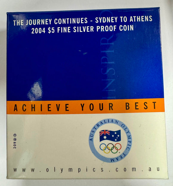 The Journey Continues - Sydney to Athens 2004 $5 Fine Silver Proof Coin