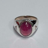 Sterling Silver Cabochon Red/Pink Gemstone Ring