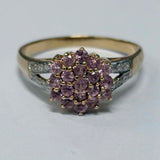 9ct Yellow Gold Pink Sapphire and Diamond Ring