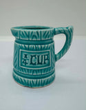 Vintage Ceramic Measuring Cups Featuring a Barrel like Textured Design With Hanger