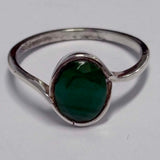 Sterling Silver Oval Cabochon Malachite Ring