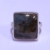 Sterling Silver Square Cut Labradorite Ring