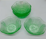 Green Glass Bowls small Set of 5