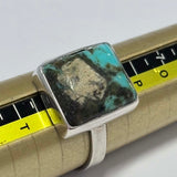 Sterling Silver Rectagle Tibetan Turquoise Ring