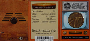 2006 50 Years of Australian Television 'TV' Mintmark One Dollar