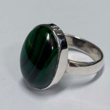 Sterling Silver Oval Malachite Ring
