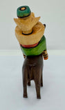 Hand-Carved Hand-Painted Person Riding a DonKey
