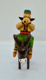 Hand-Carved Hand-Painted Person Riding a DonKey