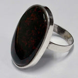 Sterling Oval Cut Silver Blood Stone Ring