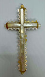 Antique 1890s Carved Mother Of Pearl Crucifix