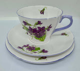 Shelley Fine Bone China "Violets" Trio Set