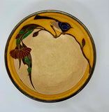 Decorative plate by Pilliga Pottery features a hand-painted Blue Wren design