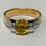 9ct Yellow Gold and Sterling Silver Yellow Sapphire and Spinel Ring