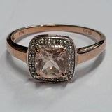 9ct Rose Gold Morganite and Diamond Ring