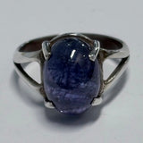 Sterling Silver Smooth Oval Cabochon Tanzanite Ring