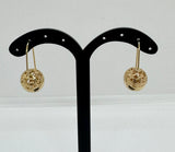 9ct Yellow Gold Euro Ball Filigree Drop Earrings
