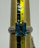 9ct White Gold London Blue Topaz and Diamond Ring