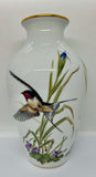 1980 Franklin Porcelain Large Floral "The Meadowland Bird" Vase Signed by Basil